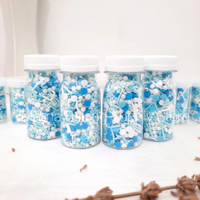 

Edible Sprinkle MIX BLUE Topping Hiasan Dekorasi Kue Cake Decor -+50 g