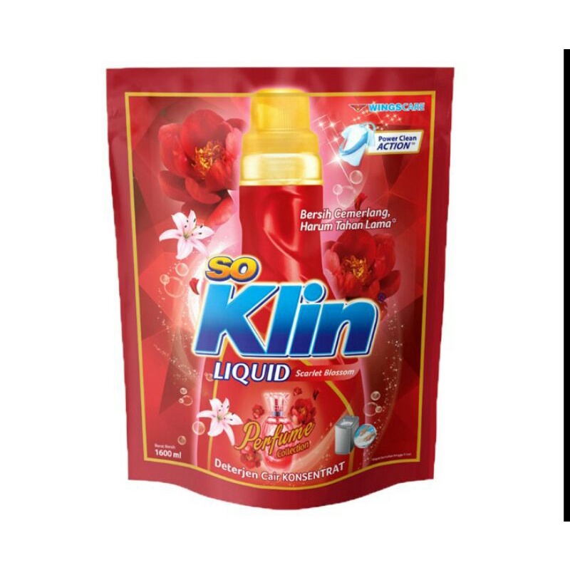 so Klin Liquid Deterjen Cair Blossom Scarlet Refill 1600 ml