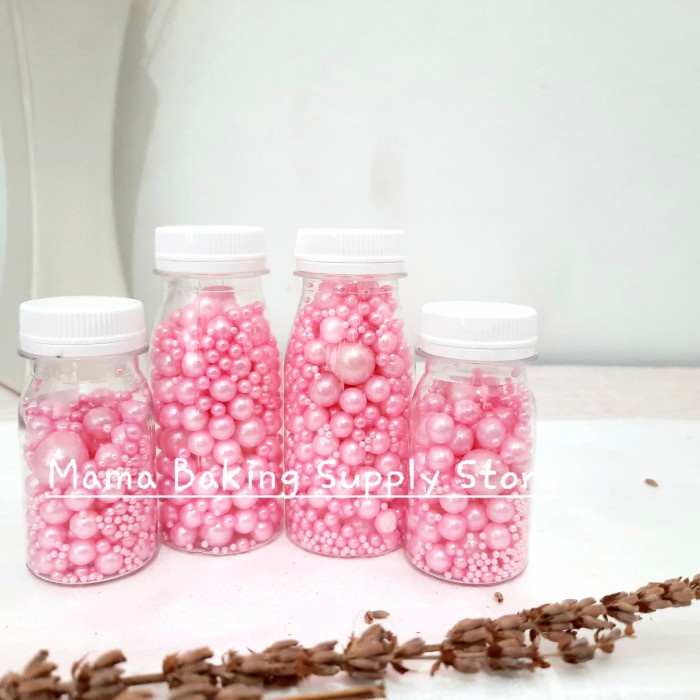 

Edible Sprinkle MIX PEARL PINK Mutiara Merah Muda Topping Decor -+100g