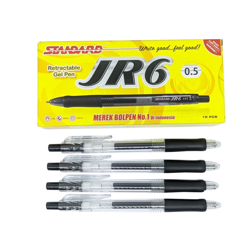 BOLPEN STANDARD BLACK JR6 ISI 12PCS / HITAM