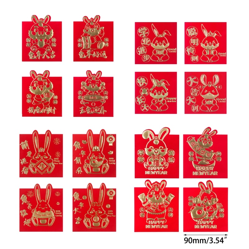 Zzz 2023 4pcs / set Amplop Angpao Lipat Motif Kelinci Warna Merah Untuk Tahun Baru Cina / Imlek