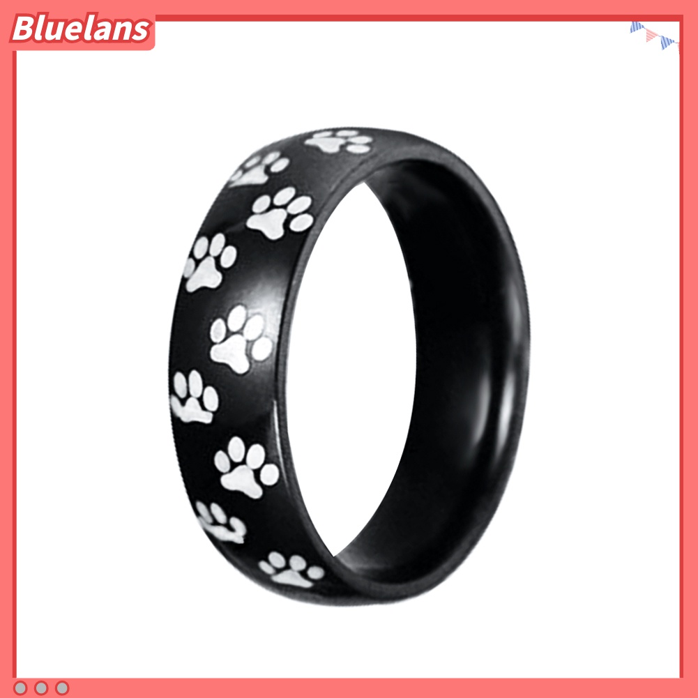 Cincin Bahan Titanium Steel Motif Print Hewan Untuk Pria Dan Wanita