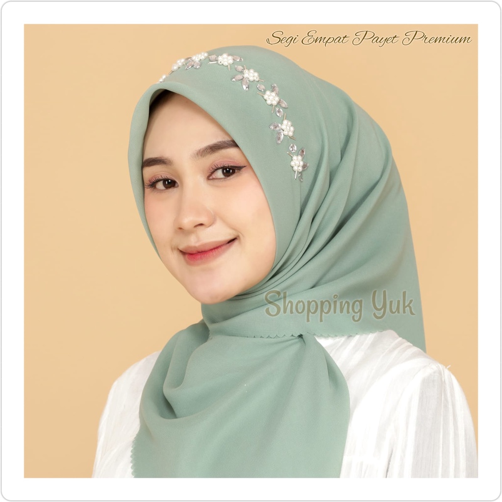 pos- jilbab segi empat lasercut payet/ hijab lasercut payet/ bella lasercut payet