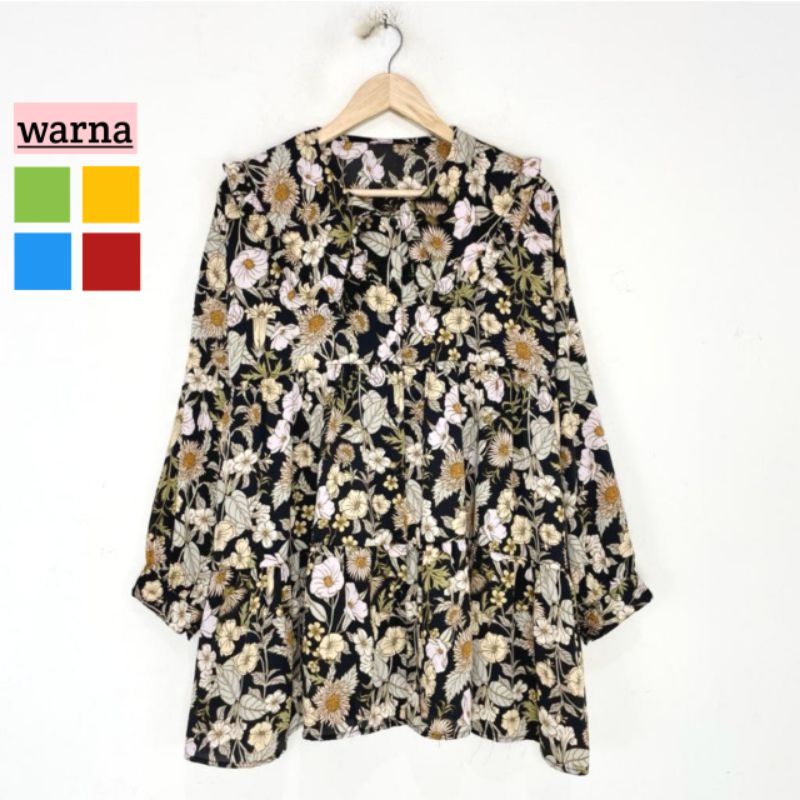 kemeja wanita motif bunga-bunga