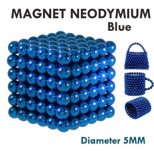 10 Butir Magnet Neodymium Bola Biru Balls Bulat Round 5mm BLUE DIY Puzzle Cub