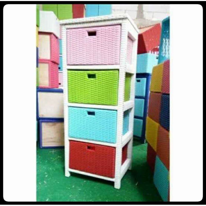 LEMARI LACI 4 ATAS ROTAN SINTETIS