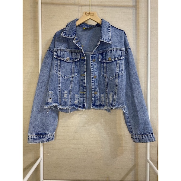 Jaket jeans import/jaket jeans crop wanita/jaket jeans crop/jaket jeans ripped/jaket jeans korean