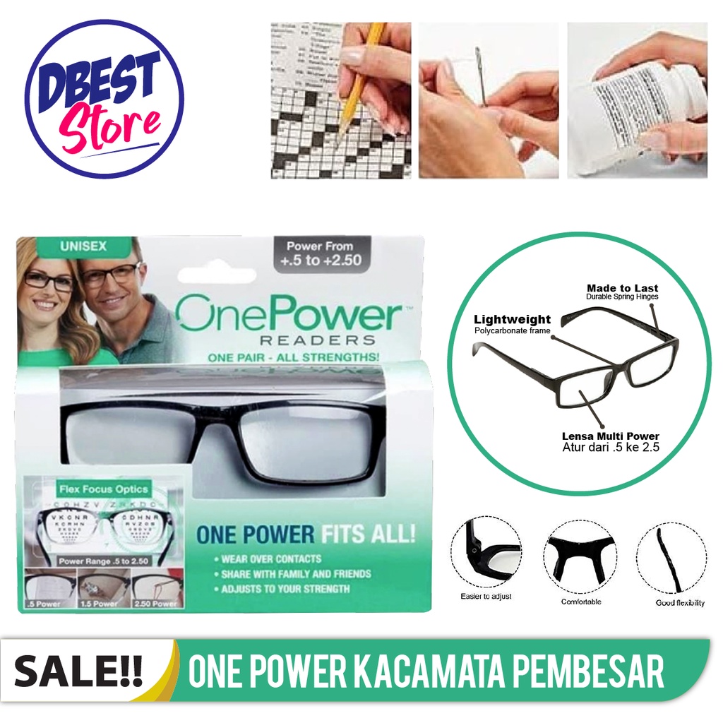 (COD) Kacamata Baca Lensa Plus Auto Focus ONE POWER READERS Unisex PLUS 0.5-2.5