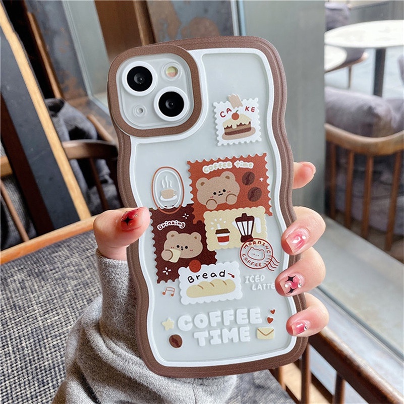 Soft Case Silikon Transparan Motif Kartun Beruang Untuk iPhone 14 13 12 11 Pro Max X Xr Xs Max 8 7 6 6s Plus