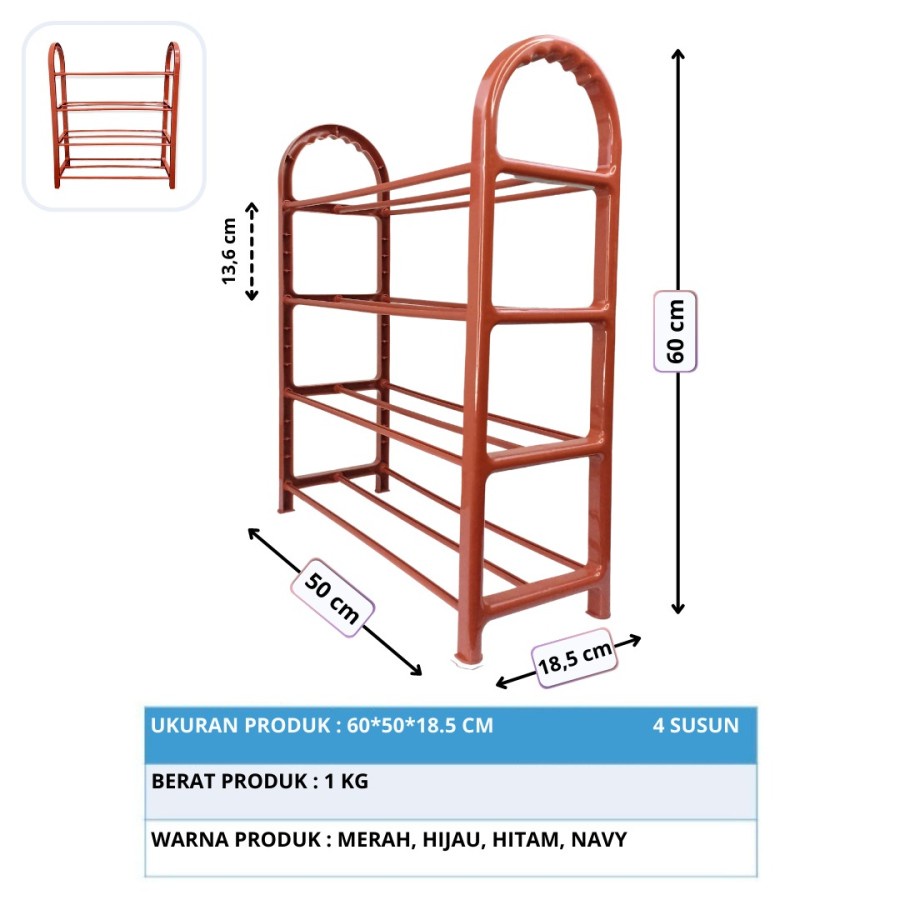 RW04 - Rak Sepatu 4 Susun/ Tempat Penyimpanan Sepatu Serbaguna 4 tingkat