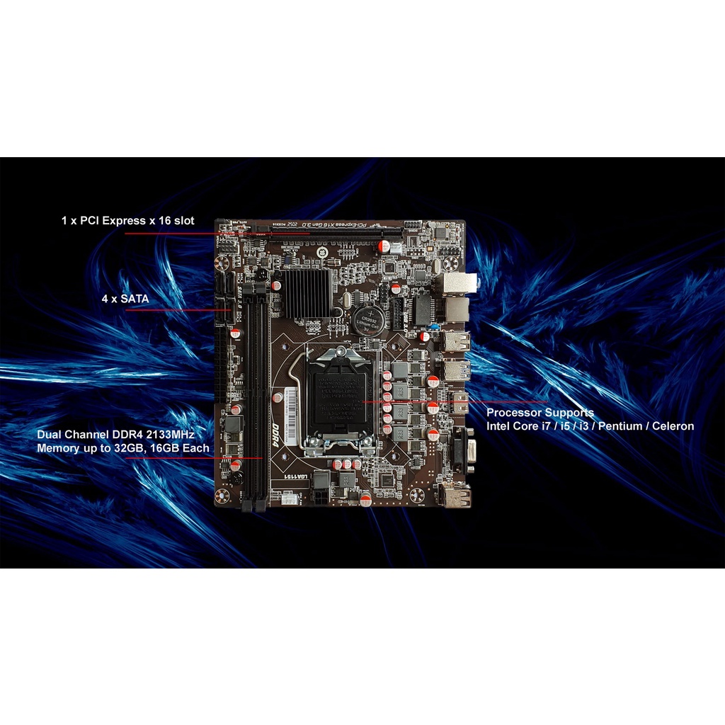 VenomRX Motherboard H110 DDR4 HDMI M.2 NVMe