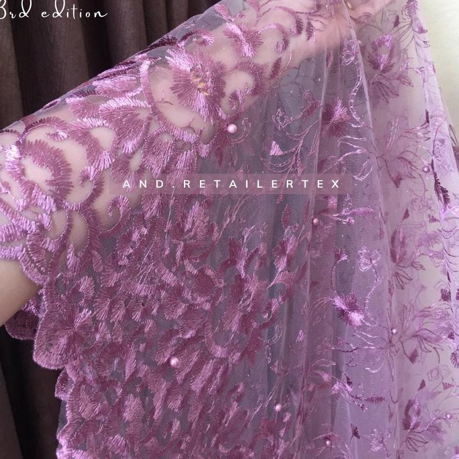 limited STOCKPremium Tile Mutiara Bordir Bulgari warna purple Ungu Lilac Taro|SQ4