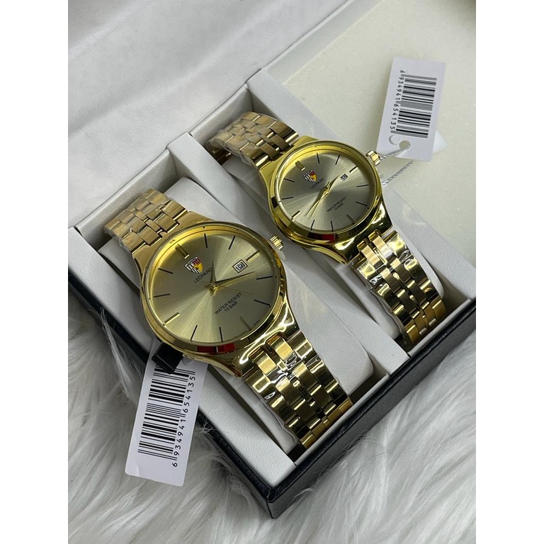 (SS)  Jam Tangan Couple Pria/Wanita Leopard Original Tgl Aktif Strap Rantai LP-8034