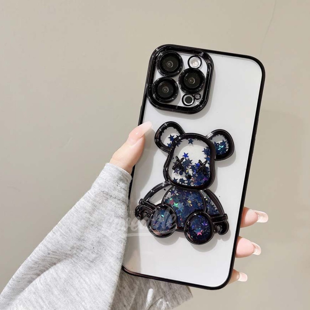 Kaws liquid glitter case for 7 8 plus x xs max xr 11 12 13 14 pro max