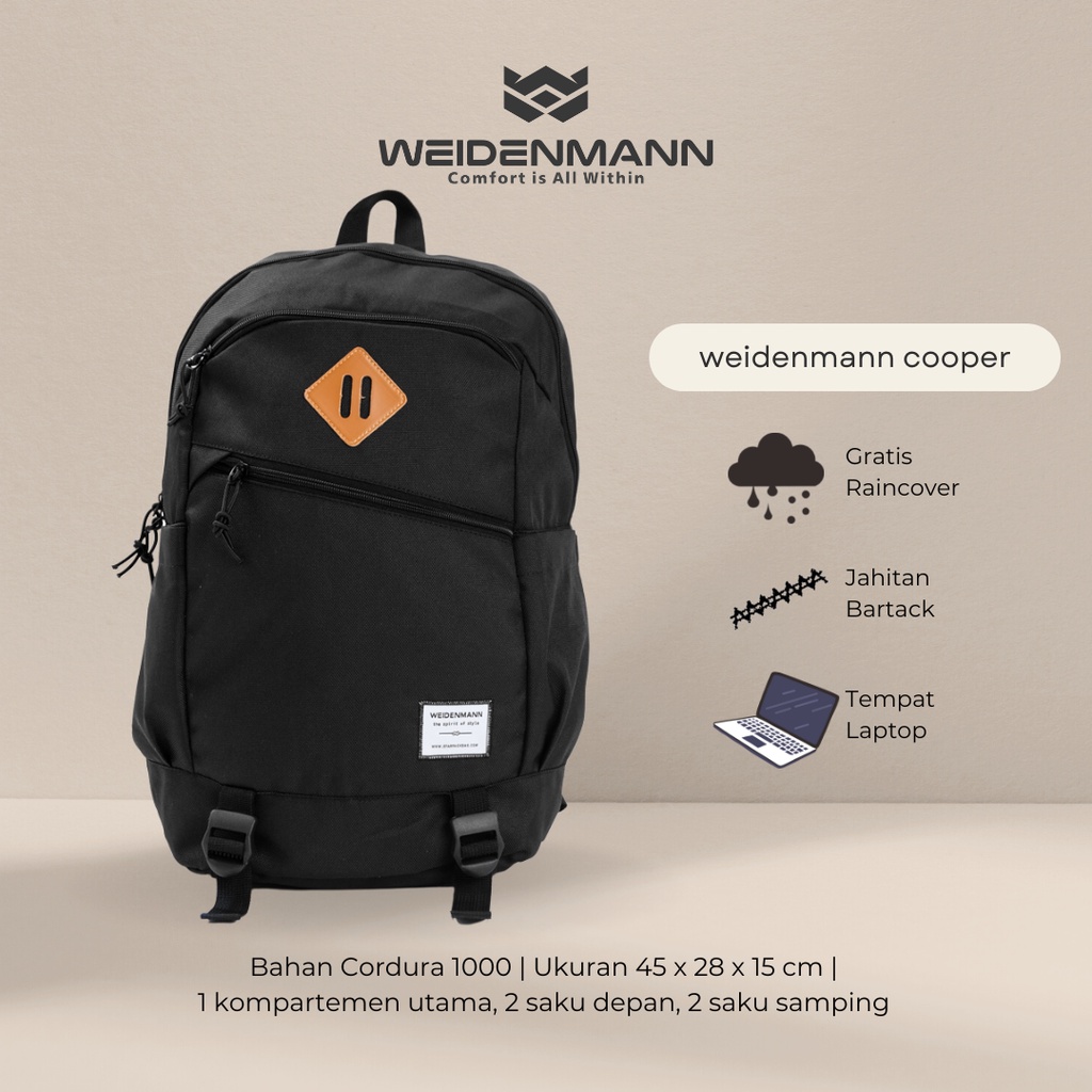 Weidenmann Cooper Tas Ransel Backpack Laptop Pria Hitam