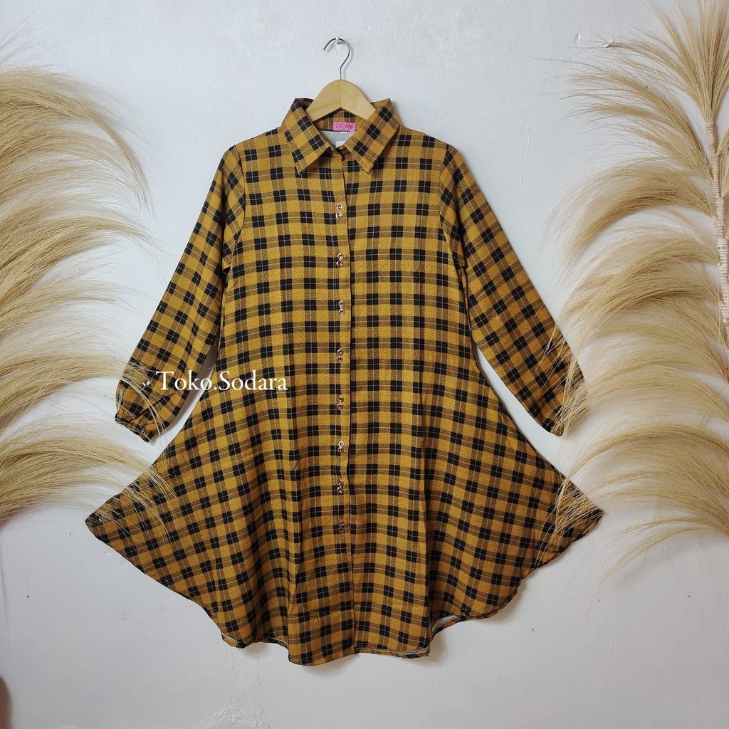 Tunik Milly Tartan Free Sabuk // Tunik wanita terbaru Motif kotak // Tunik Murah