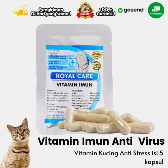 Royal Care Vitamin Imun untuk Kucing Anti Virus Anti Stress isi 5 Kapsul