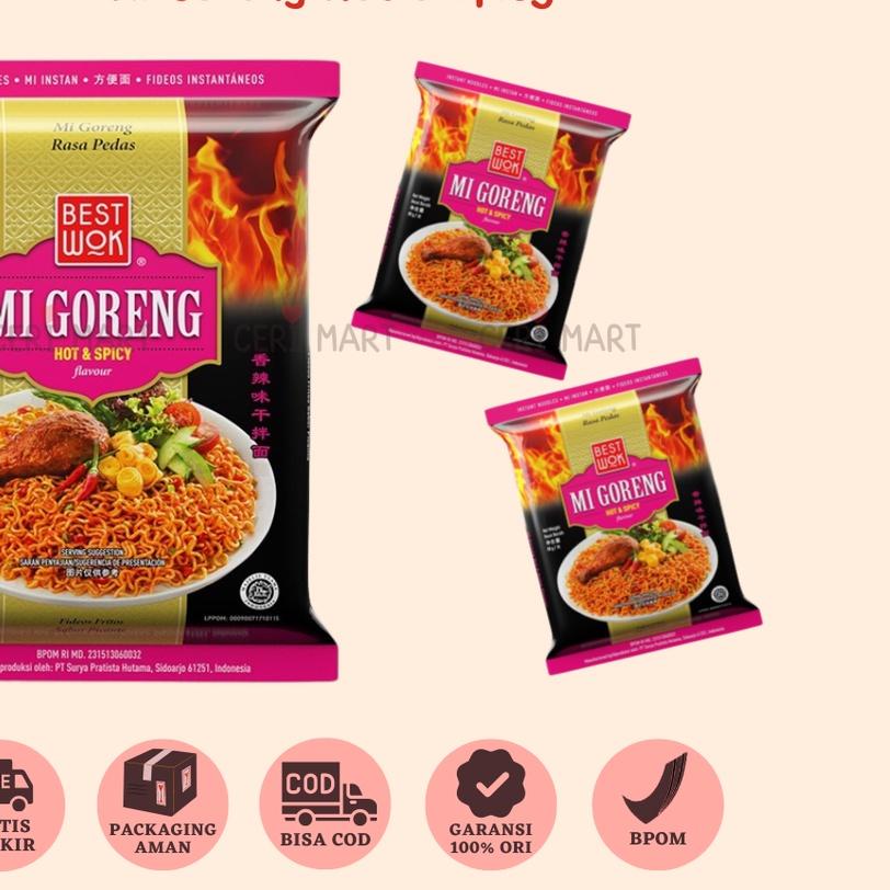 

Best Wok Mi Mie Goreng 1 DUS 20 pcs Bisa Mix Original Hot & Spicy Blackpepper Black Pepper Seafood Instant Noodle 85gr BestWok KKV Indomie