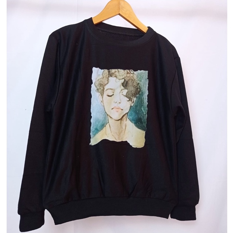 Sweater Crewneck Basic Girl Atasan Wanita