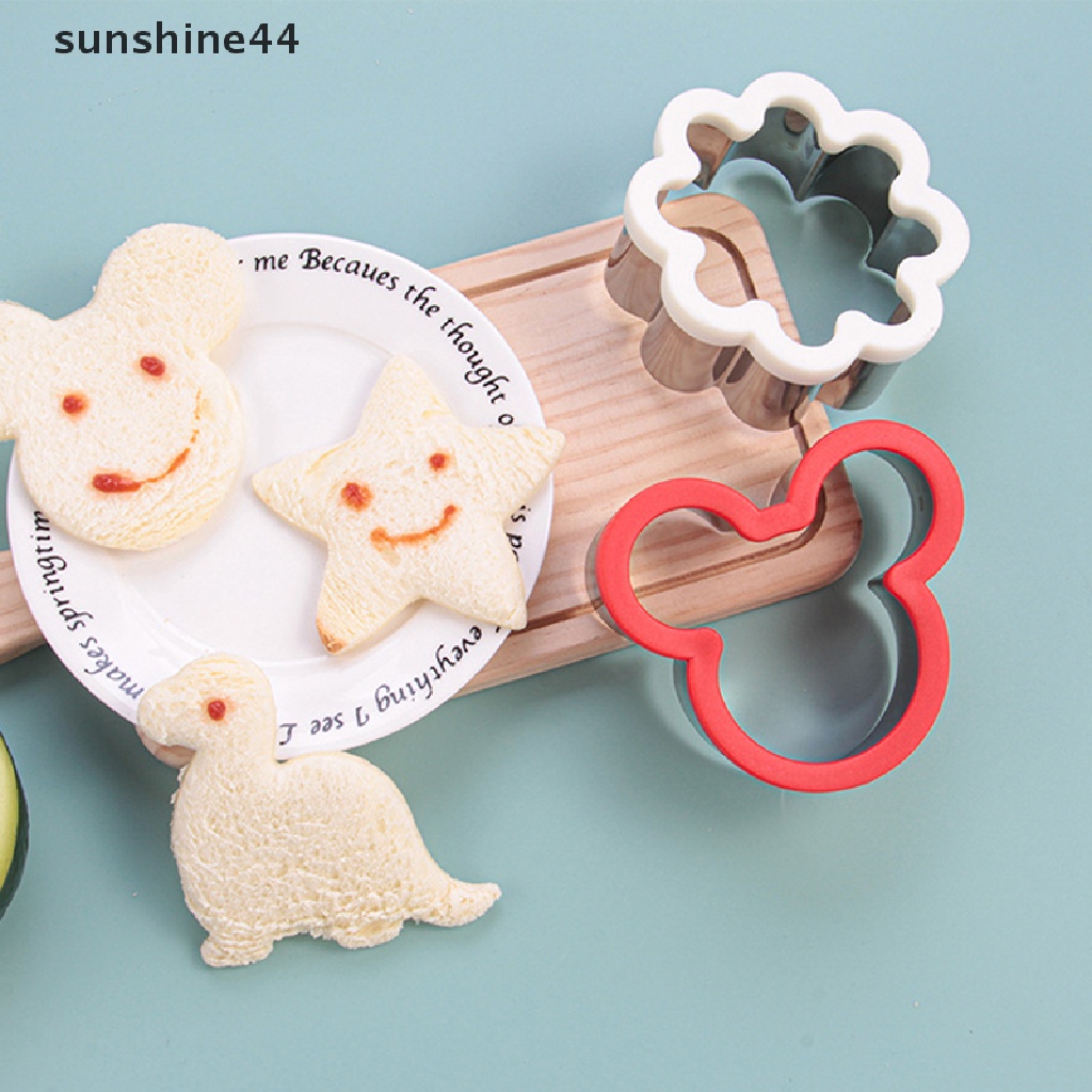 Sunshine Cetakan Pemotong Roti / Sandwich DIY Bentuk Kartun Hewan Bahan Plastik + Stainless Steel