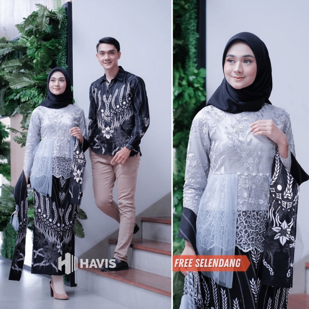 Batik Brokat Couple Kebaya Modern, Kebaya Tunangan Lamaran, Kebaya Wisuda, Baju Kebaya Kondangan