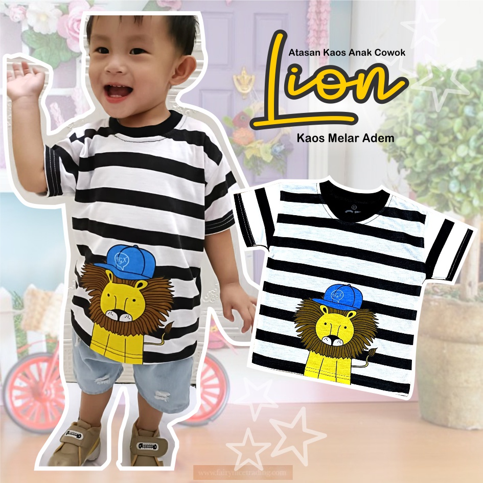 Atasan Kaos Murah Anak Laki-laki Salur Lion CF Kids