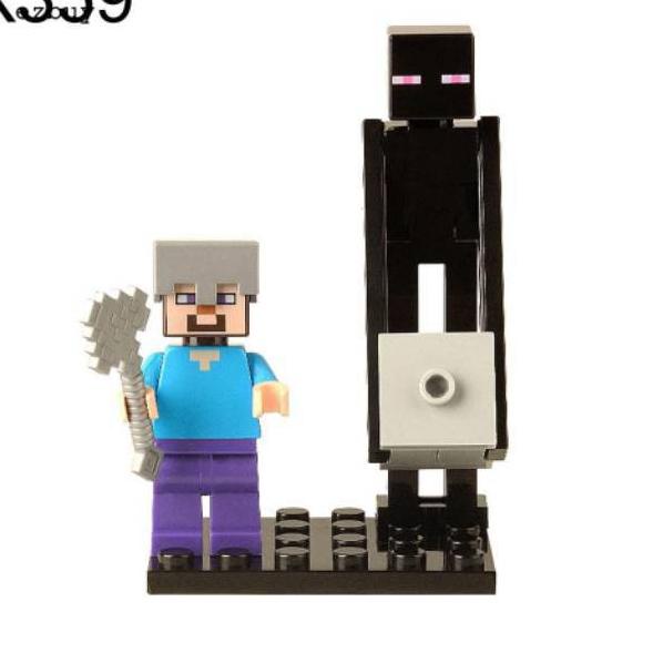 Figure minifigure crepper steve import hi quality / mainan patung mine craft mojang pixel lego actio