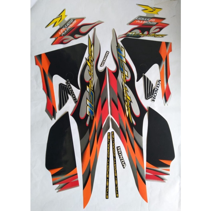 stiker striping honda supra fit new 2006 - Orange