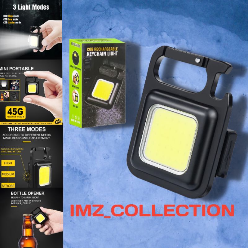 Lampu Senter Led COB Mini USB Charger Dengan Gantungan Kunci Untuk Outdoor / Camping / Memancing /Terang berkualitas