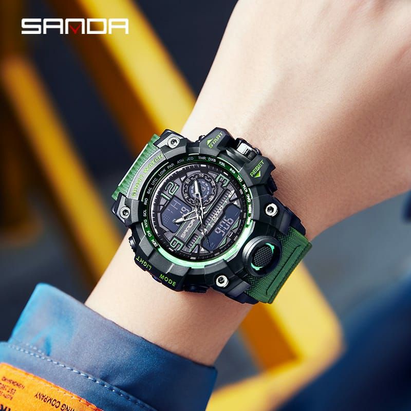 BIG SALE SANDA 3133 Jam Tangan Pria Digital Analog Tali Rubber Chronograph Anti Air