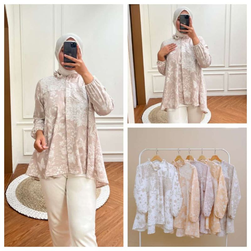 Romansa Blouse | Blouse Crinkle | Atasan Crinkle Wanita | Atasan Wanita Premium | Kemeja Putih Korea