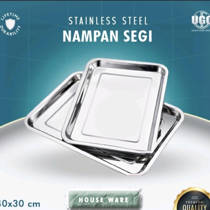 Nampang Stainless Tebal Persegi SUPER JUMBO 40X30 CM Baking Tray Baki