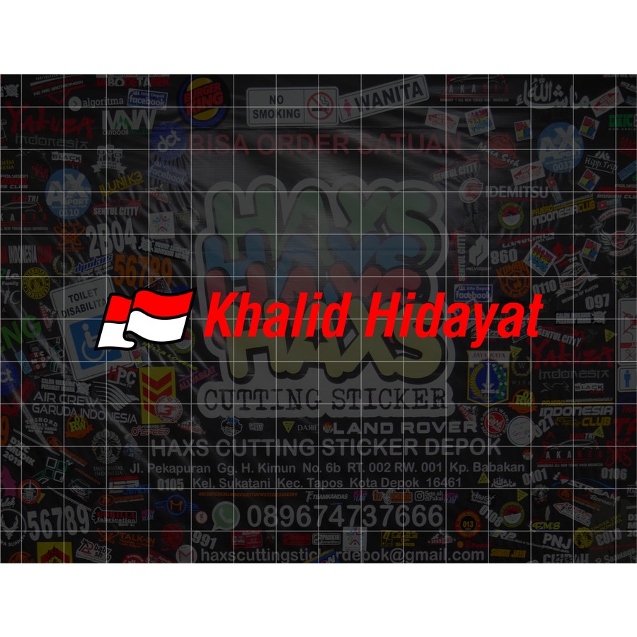 Cutting Sticker Bendera &amp; Nama Custom Ukuran Tinggi 1,5 Cm