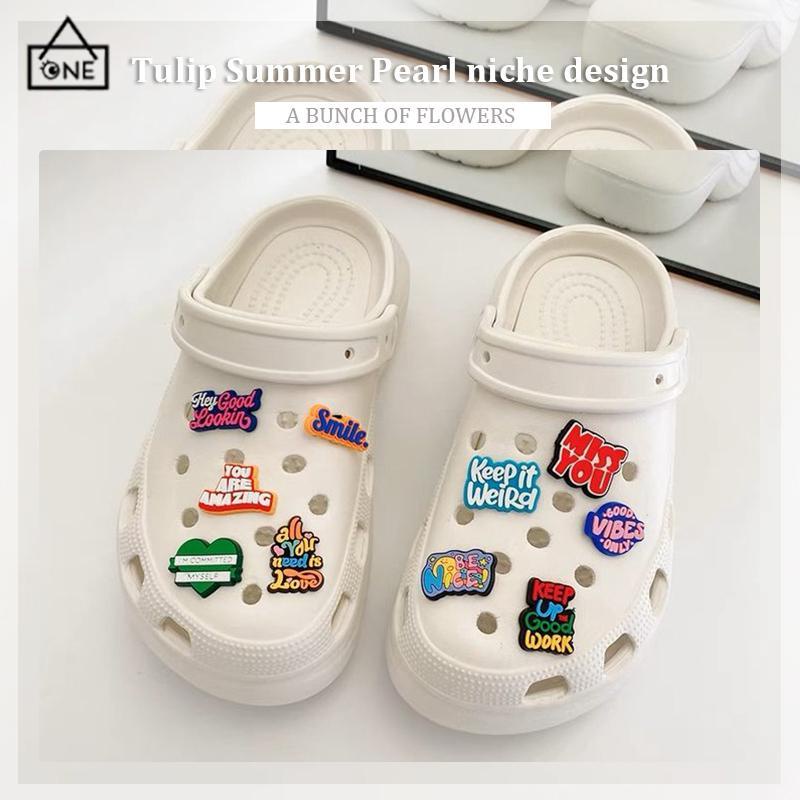 COD❤️Charms Sepatu Motivasional Phrases jibbitz crocs Untuk Aksesoris Pesta Anak Lucu-A.one