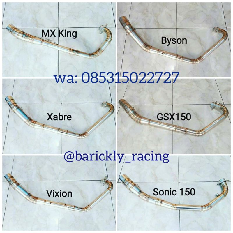 Pipa Header Leheran Knalpot Racing Mx King Byson Xabre GSX Vixion Sonic 150 R150 Full Stainless Caci