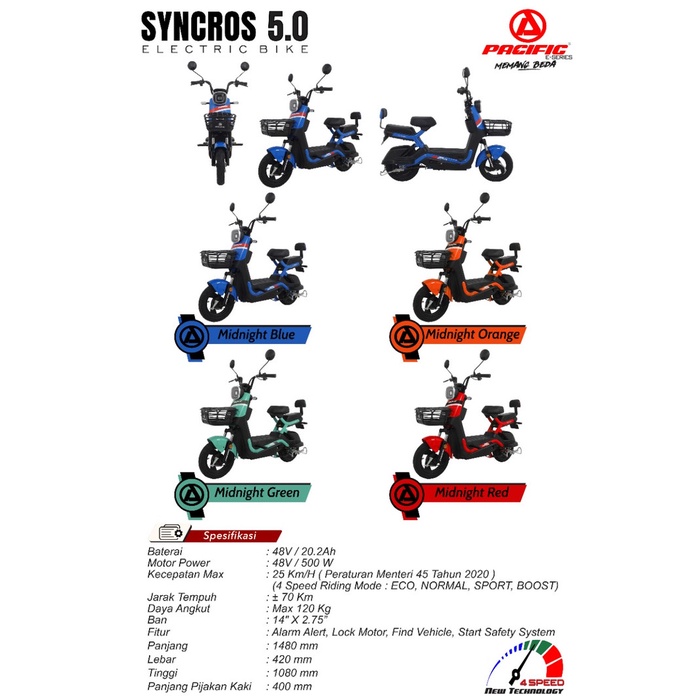 PACIFIC SYNCROSS 5.0 SEPEDA LITSRIK GARANSI RESMI PASIFIC TERMURAH