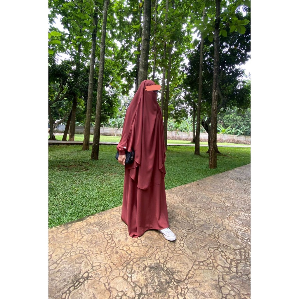 Gamis Khadijah Warna Cinnamon | Gamis Khadijah Set Warna Cinnamon | Khadijah Set | Gamis Khadijah Se
