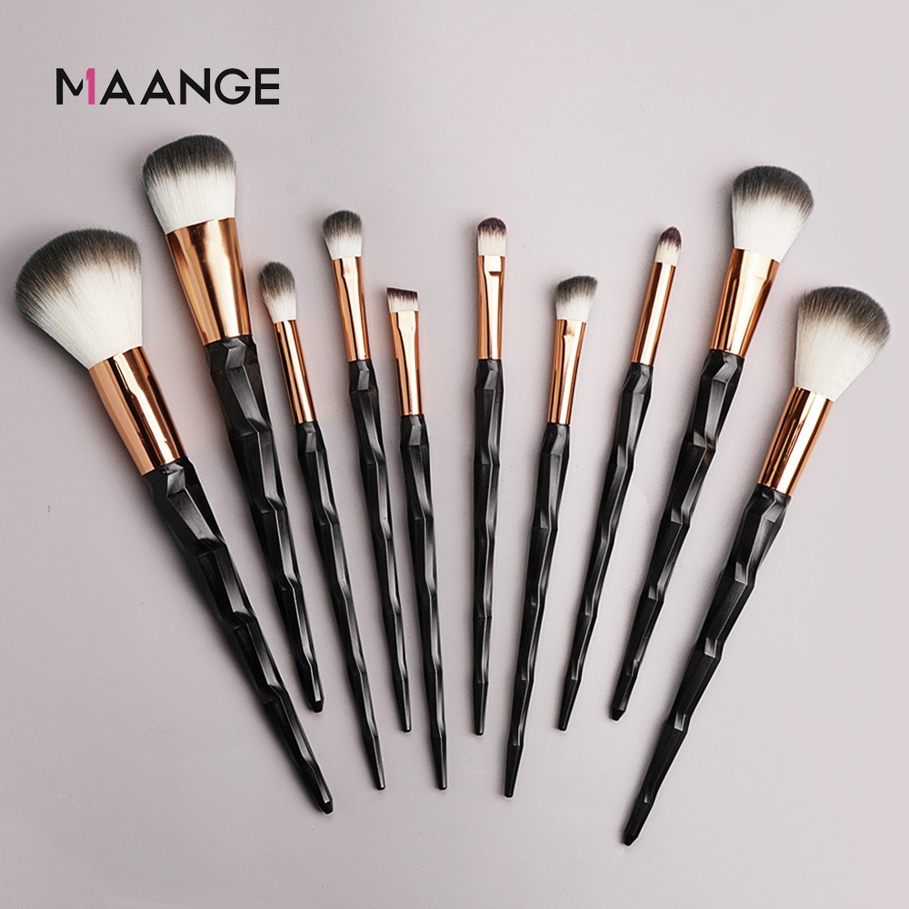 MAANGE51072 Brush Kit 10 Pcs Kosmetik Aksesoris Makeup Brush Obsidian Powder Blush Contour Brush Powder Besar Eye Set