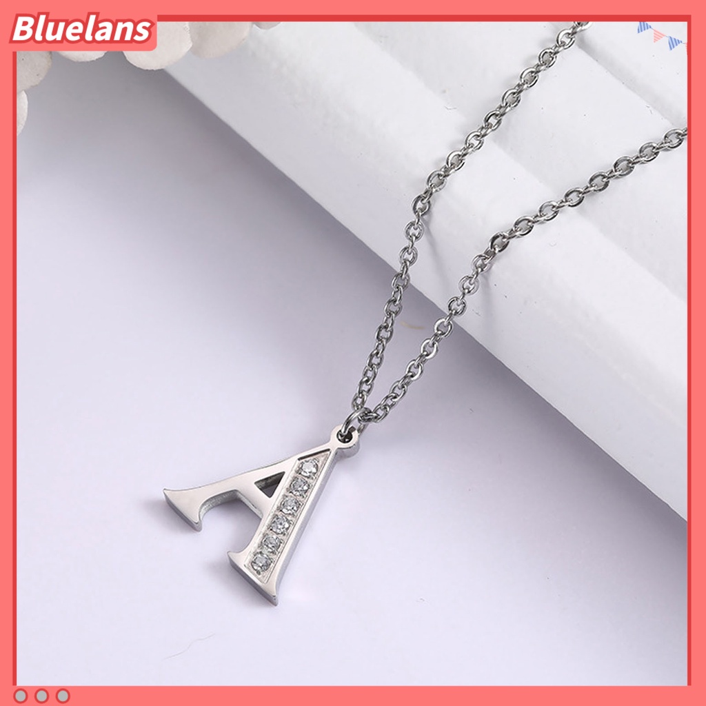 Bluelans Kalung Desain 26 Huruf Inisial Aksen Berlian Imitasi Untuk Unisex