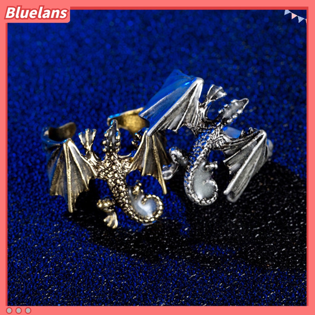 Cincin Luminous Adjustable Bentuk Naga Bahan Tembaga Anti Karat Untuk Pria