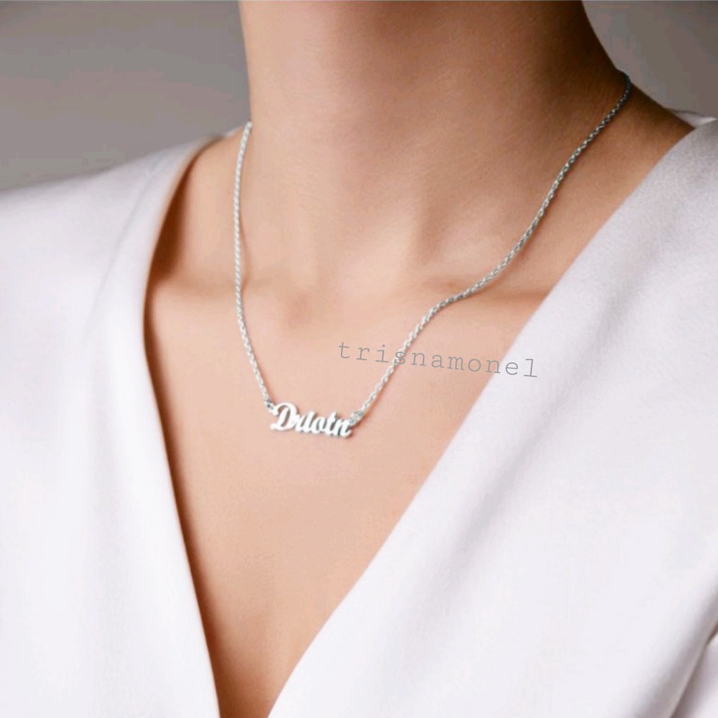 PREMIUM !!! KALUNG NAMA LAPIS EMAS DAN SILVER