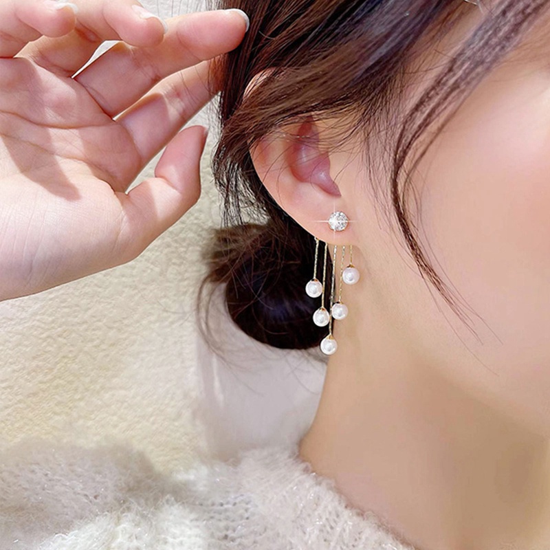 Fancyqube Fancycube Anting Rumbai Mutiara Zircon Gaya Korea