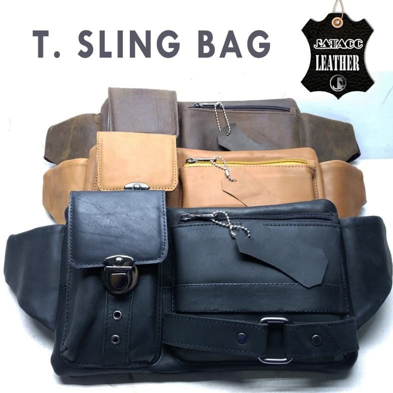 sling bag Pria Kulit asli /tas Priakulit asli bahan kulit sapi Premium