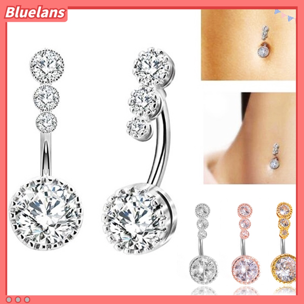 Bluelans Women Cubic Zirconia Belly Button Ring Body Piercing Navel Jewelry Accessory