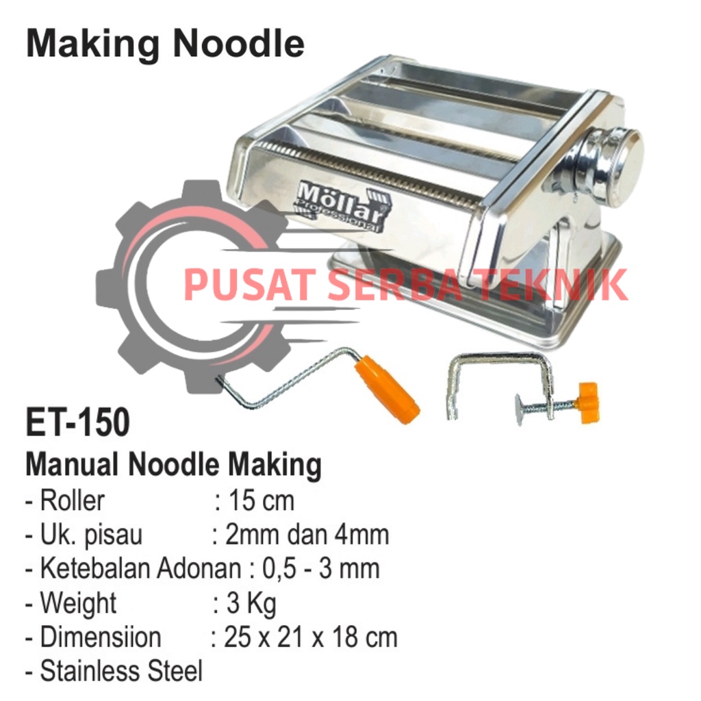 Gilingan Mie Manual/Mesin Cetak Mie/Noodle Maker MOLLAR ET-150