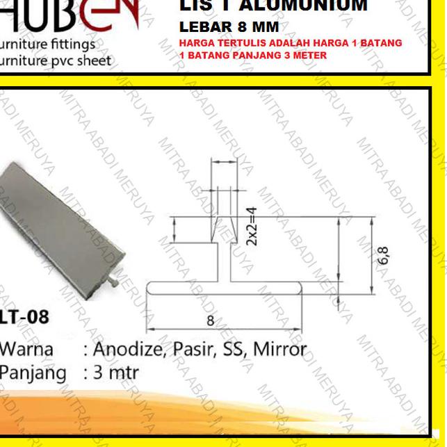 Jual Profil Alumunium Lis Penutup Celah Tali Air Lt Lis T Aluminium