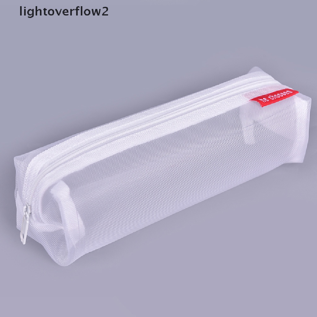 (lightoverflow2) Tas Pouch Mesh Transparan Portable Dengan Resleting Untuk Tempat Pensil / Kosmetik / Makeup