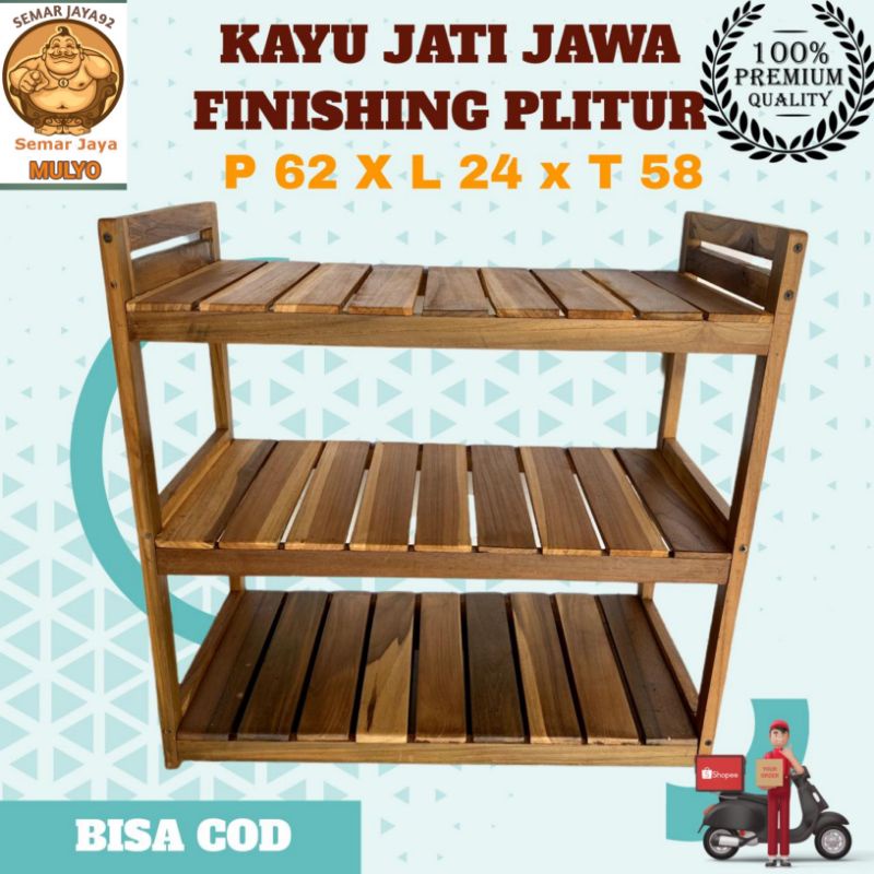 Otto Wooden Shelf KWALITAS PREMIUM ASLI KAYU JATI JAWA RAK SUSUN SERBAGUNA SEPATU DISPENSER RICE COOKER MAUPUN UNTUK DAPUR