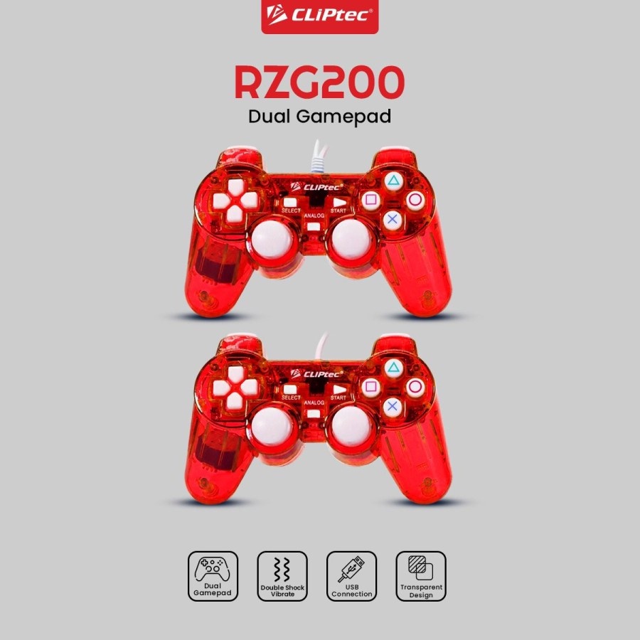 Gamepad Cliptec RZG200 USB Double Transparan - CLIPtec RZG 200