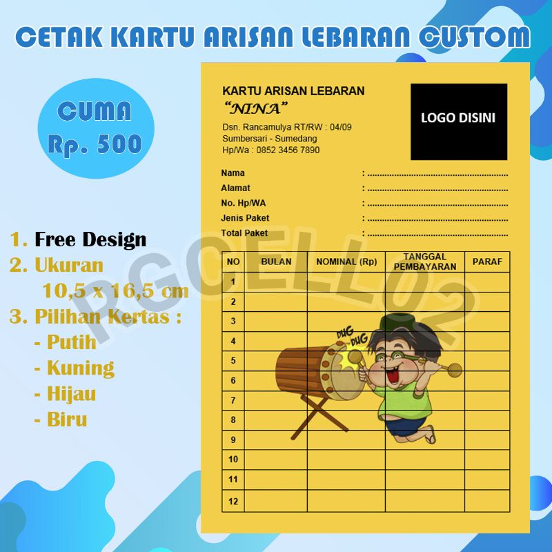 KARTU ARISAN BULANAN / KARTU PAKET LEBARAN / KARTU PAKET MURAH